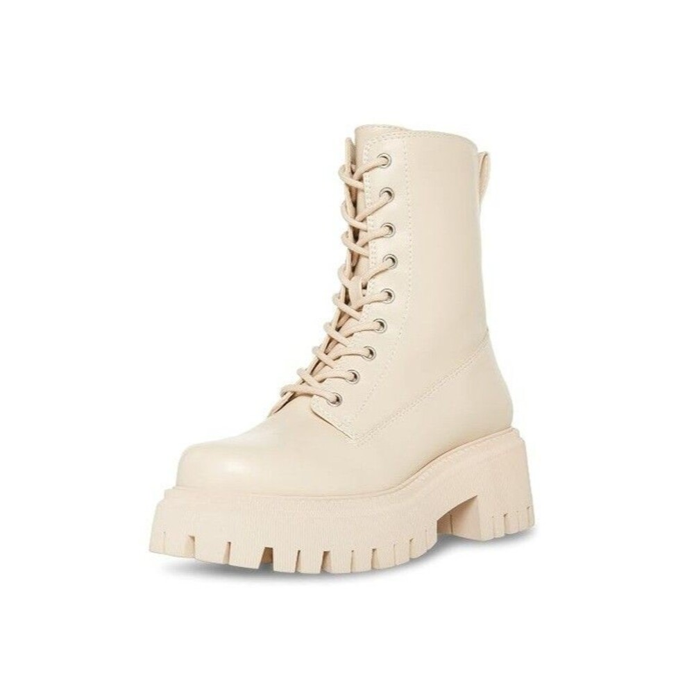 Madden Girl Womens 10 M Almond Kknight Lace Up Lug Sole Combat Boots NIB QG1